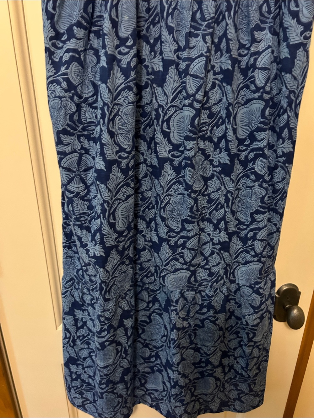 Dolma Meave Navy Blue Floral Maxi Dress with Button Placket Empire Waist - Picture 5 of 9